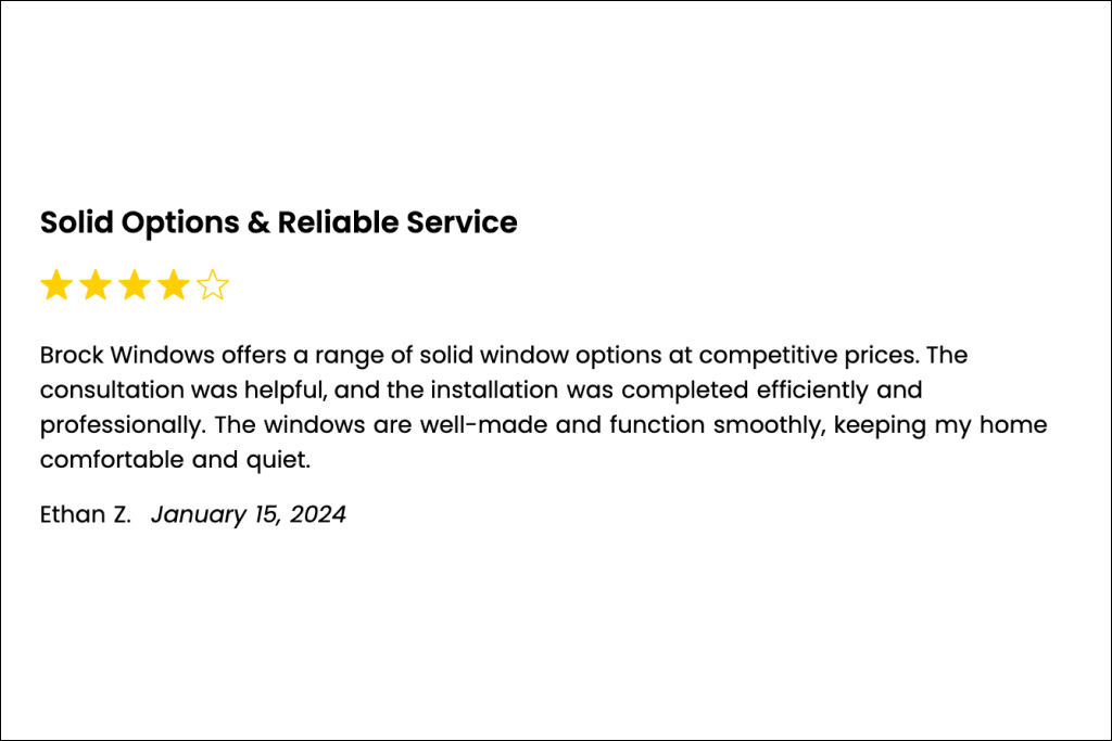 A Brock Windows review left by a satisfied customer