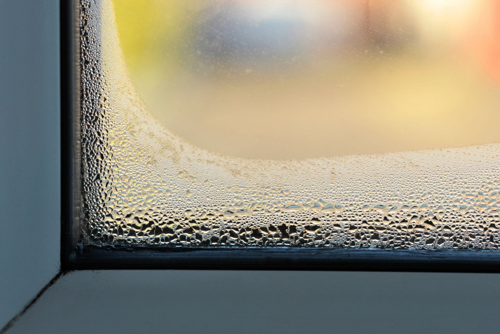 Condensation forming inside a multi-glazed window 